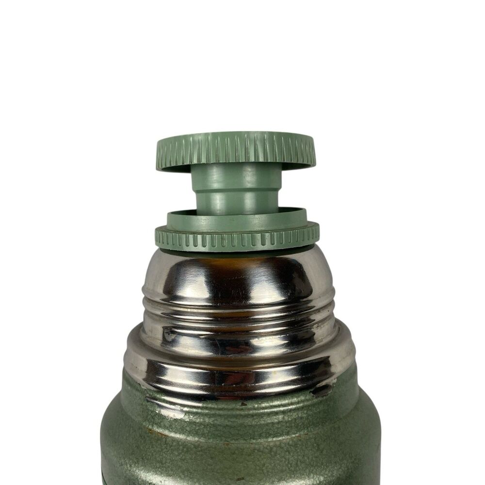 Vintage Stanley Aladdin A-944DH Thermos 1 Qt Green No.13 Dual Stopper USA - Picture 2 of 9